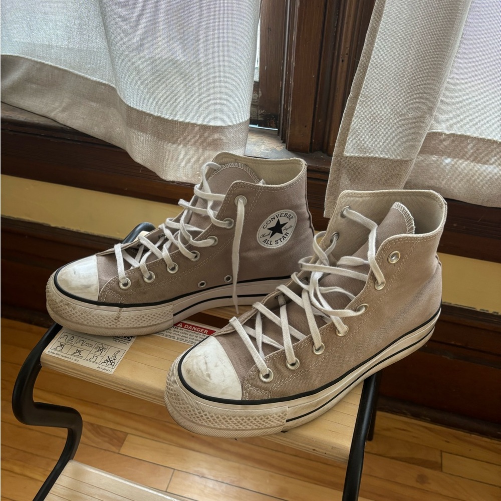 Tan platform converse all stars